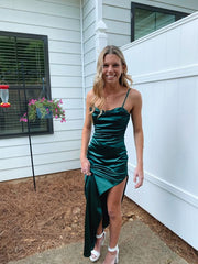 Elegant Green Prom Dress Long Sexy Formal Gown with Slit for Women