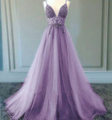 Elegant A-Line Lilac Long Prom Dress, Party Evening Gown, Formal Occasion Attire