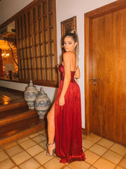 Elegant Long Red Sexy Prom Dresses For Women