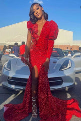 Stunning Long Mermaid Red Prom Dress for Party and Evening Events