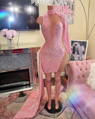 Sparkly Pink Glitter Evening Dress: Elegant Formal Gown for Special Occasions