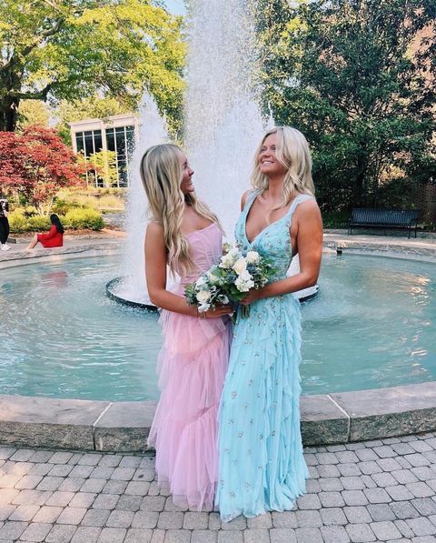 Elegant Blue Long A Line Prom Party Evening Gowns