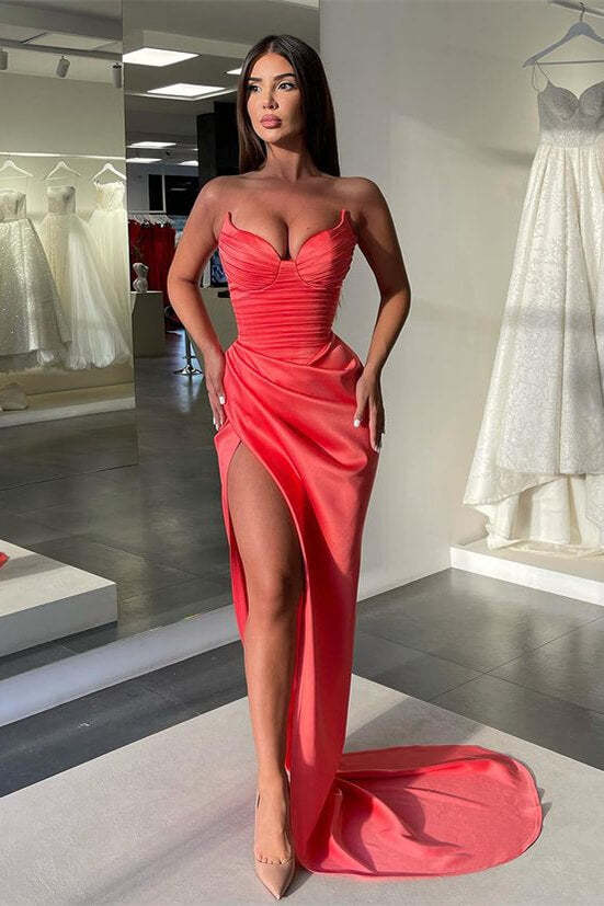 Elegant Sleeveless Sweetheart Mermaid Prom Dress with Thigh Slit