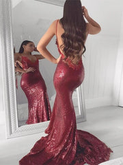 Elegant Mermaid Sequin Prom Dress with Spaghetti Straps - Perfect for Special Occasions