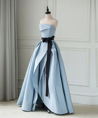 Simple Blue Satin Evening Long Prom Dress For Women