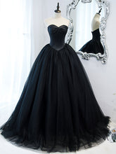 Elegant Simple Black Sweetheart Neck Tulle Long Prom Dress Evening Wear