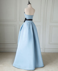 Simple Blue Satin Evening Long Prom Dress For Women