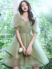 Luxurious Green Tulle Short Prom Dress For Women Evening Wear