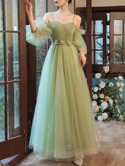 Stunning Green A Line Long Prom Dress for Bridesmaids and Formal Events