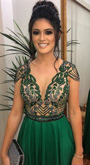 Stunning Green Long Prom Evening Dress For Women Formal Gowns