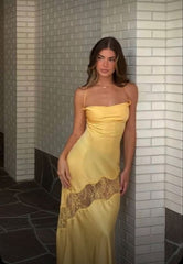 Sleeveless Yellow Long Prom Dresses for Women Sexy Party Gowns
