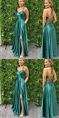 Stunning Green Prom Dress with Crisscross Slit Side Details