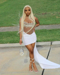 Sparkly Rhinestones White Homecoming Dress