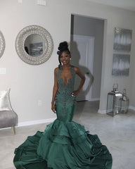 Stunning Elegant Princess Party Green Prom Dresses Gown