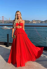 Elegant Red Prom Dress for Women Sexy Simple Party Dresses