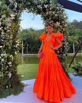 Stunning Orange Elegant Prom Dress for Women's Party Occasions