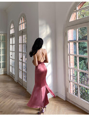 Long Formal Occasion Satin Sleeveless Evening Gowns for Women