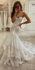 Gorgeous Tiered Mermaid Lace Wedding Dresses