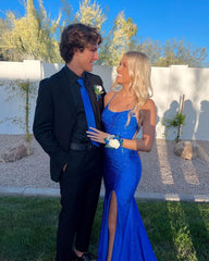 Royal Blue Long Evening Prom Dresses With Slit For Women