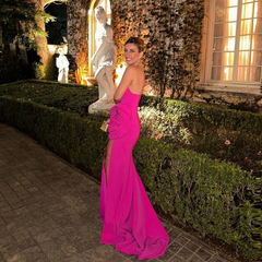 Satin Strapless Sheath Prom Dress with Built-in Bra