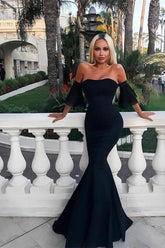 Elegant Strapless Mermaid Black Evening Dress for Prom, Formal Occasions, and Galas