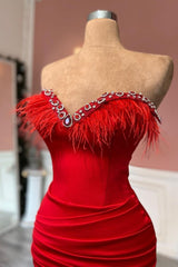 Charming Red Sleeveless Sweetheart Satin Prom Dress with Tassel Decoration