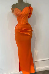 Stunning Orange Sweetheart Off-Shoulder Mermaid Sequin Evening Gown for Special Occasions