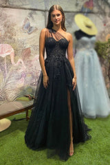 Elegant Tulle A-Line Long Formal Prom Dress for Women