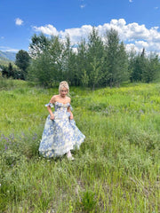 Elegant Floral Pattern Chiffon A-Line Prom Evening Gowns Dress Designs