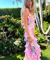 Romantic Spaghetti Straps V Neck Prom Dress Charming Formal Evening Gowns