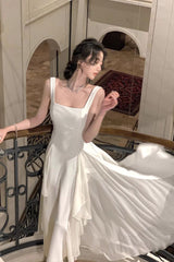 Elegant A Line Square Neck Prom Dress Evening Gown