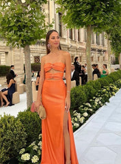 Sexy Orange Sheath Prom Dress for Women Evening Party