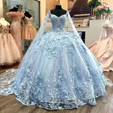 Gorgeous Blue A Line Tulle Ball Gown Prom Evening Dress