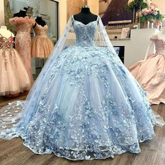 Gorgeous Blue A Line Tulle Ball Gown Prom Evening Dress