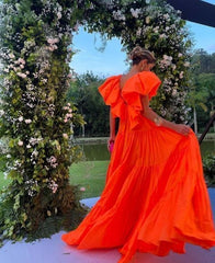 Stunning Orange Elegant Prom Dress for Women's Party Occasions