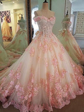 Elegant Beaded Sweet 16 Prom Dresses Pink Lace Ball Gown