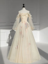 Long Satin Off-the-Shoulder Puffy Sleeves Prom Evening Gown Dressv=1701400086