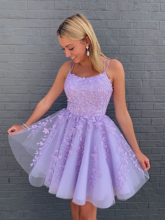 Lilac Party Dress Short Cocktail Dresses Homecoming Dress