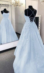 Light Blue Long Prom Dress Formal Evening Gowns