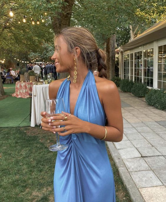 Blue Simple Prom Dress Evening Gown Party Bridesmaid Dress