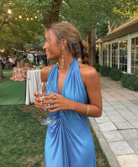 Blue Simple Prom Dress Evening Gown Party Bridesmaid Dress