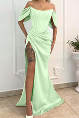 Elegant Off-Shoulder Mermaid Prom Dress with Slit - Perfect for Special Occasions