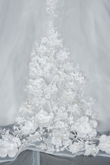 Cap Sleeve Jewel Neck Ball Gown Wedding Dress Floral Appliques