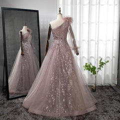 Elegant Extreme Pink One Shoulder Feather Evening Dress For Women Online