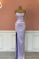 Elegant Light Purple Rhinestone Sleeveless Mermaid Prom Dress for Special Occasions