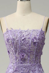Glamorous Purple Applique Spaghetti Strap Mermaid Prom Dress for Elegant Evenings