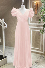 Elegant Royal Blue V-Neck Short Sleeve Evening Dress with Belt