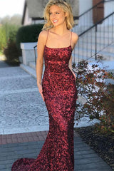 Elegant Burgundy Sequin Mermaid Prom Dress: Sparkle and Shine for Your Special Occasion
