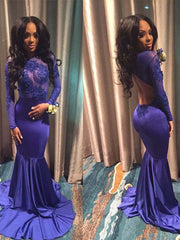 Elegant Long Sleeves Mermaid Prom Dress with Lace Appliques for Women