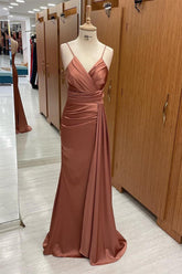 Elegant V-Neck Spaghetti Strap Mermaid Evening Dress | Prom Gown